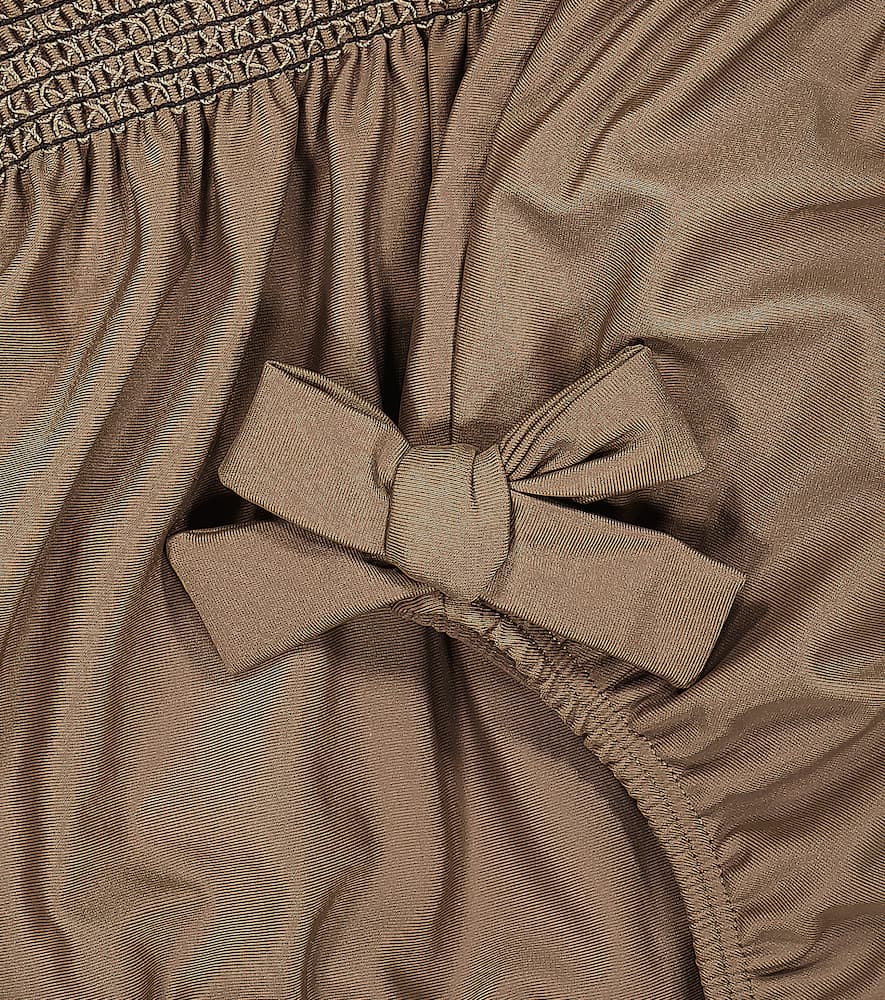 Donsje Xori Shirred Swimsuit In Taupe