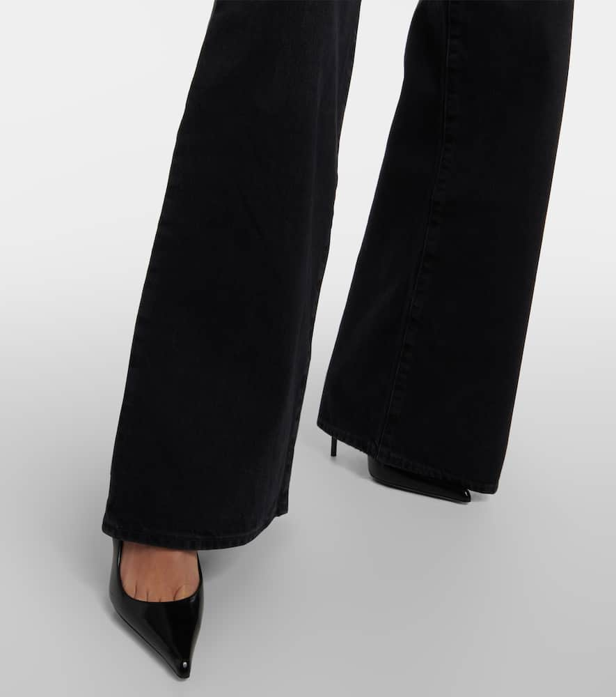 Shop Agolde Clara Low-rise Wide-leg Jeans In Black