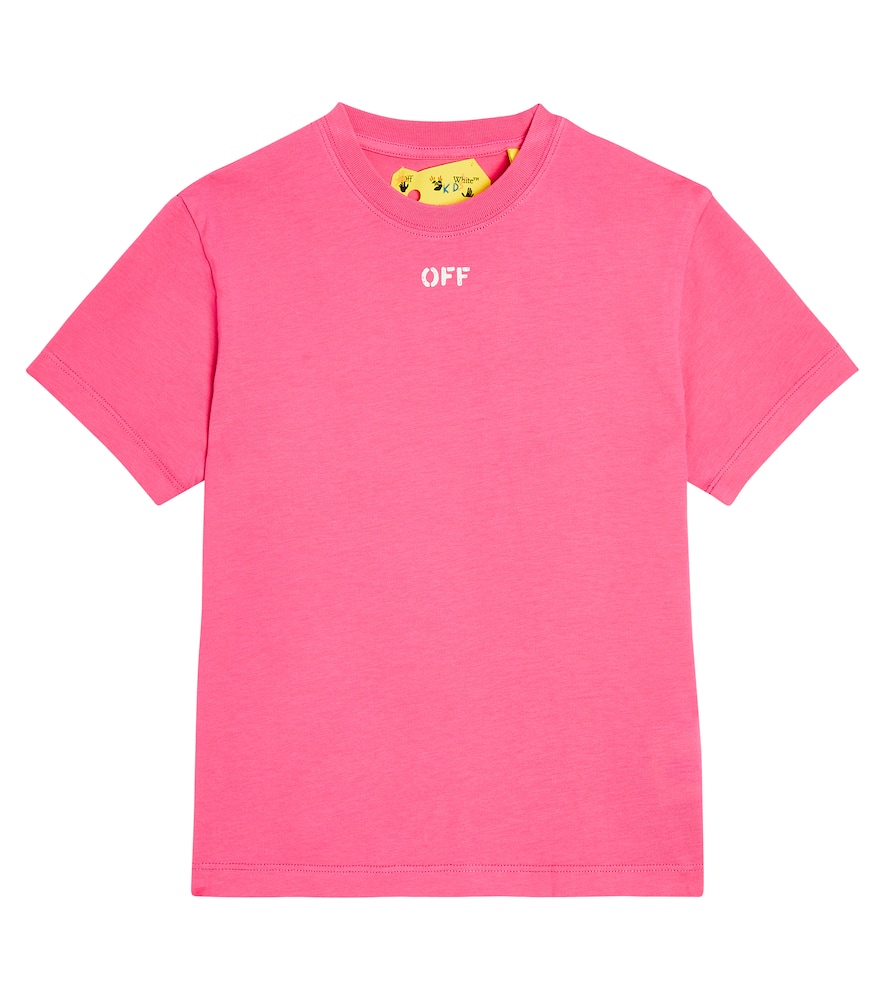 Off-white Kids' Off Stamp Cotton T-shirt In Pink