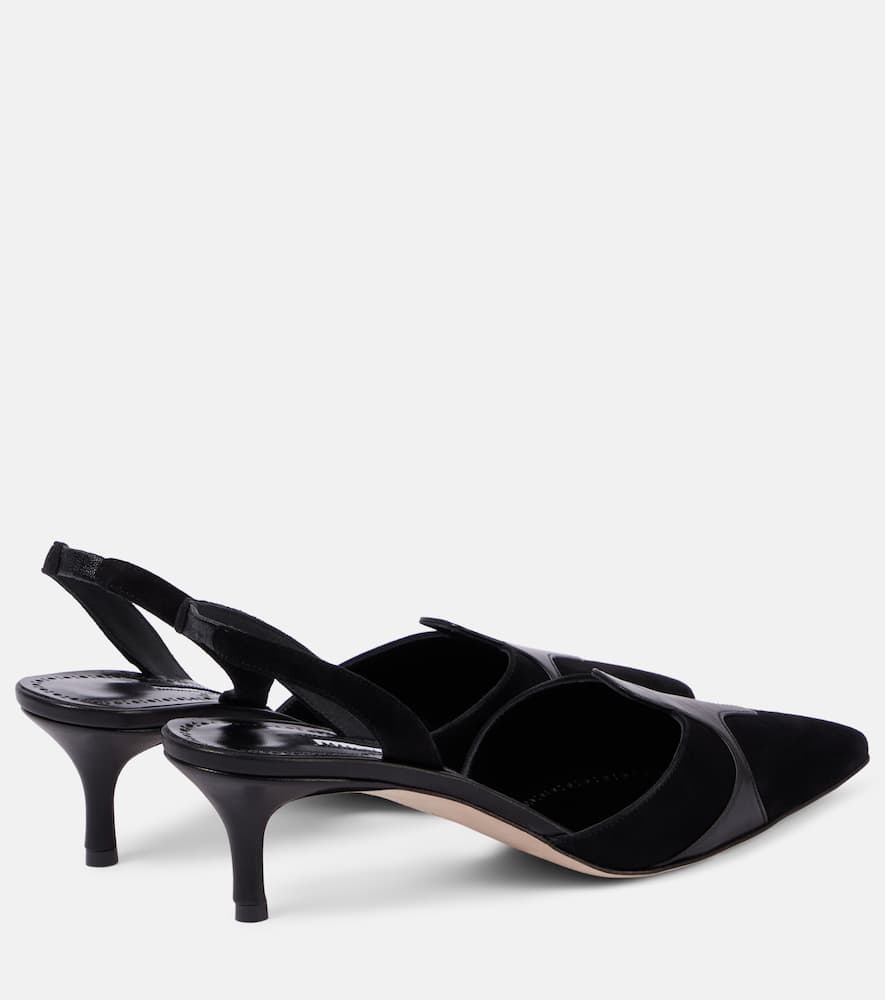 Manolo Blahnik Poligleto 50 Suede Slingback Pumps In Black