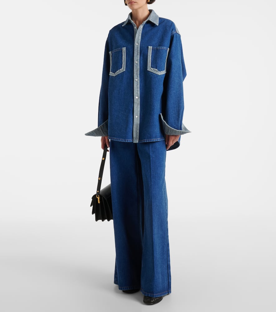 Shop Marni Logo Wide-leg Jeans In Blue