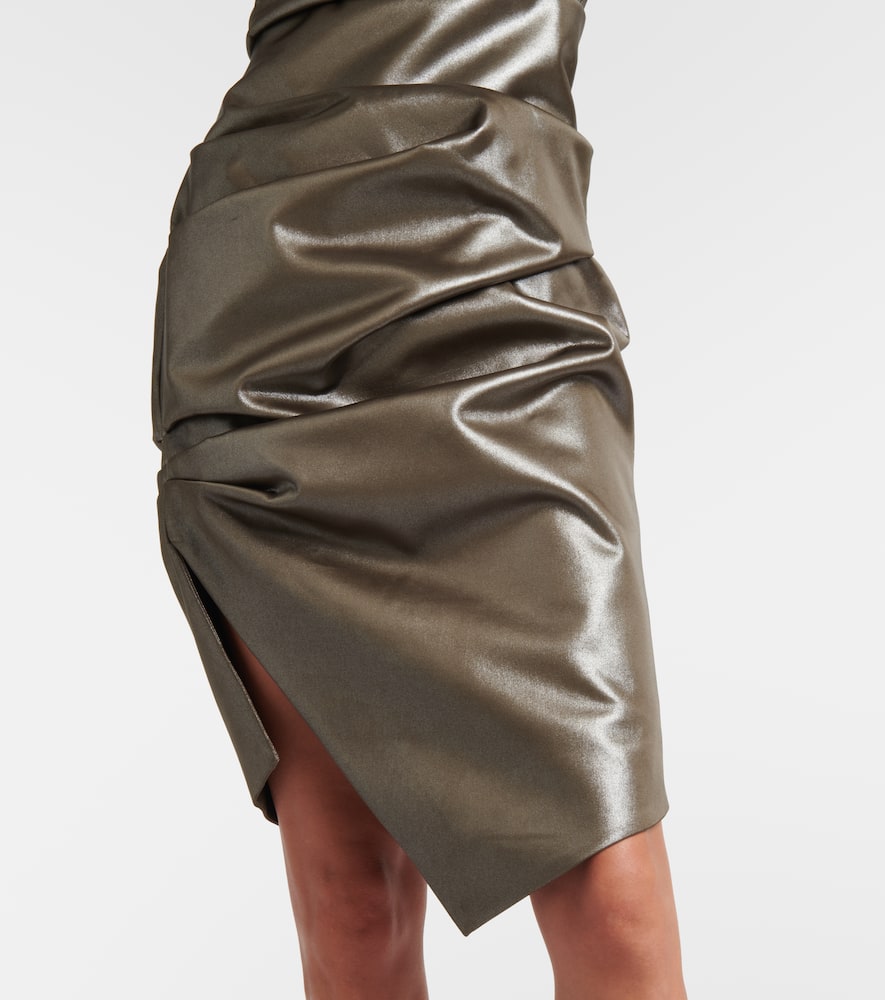 Mugler Ruched Metallic Bustier Dress In Metallic