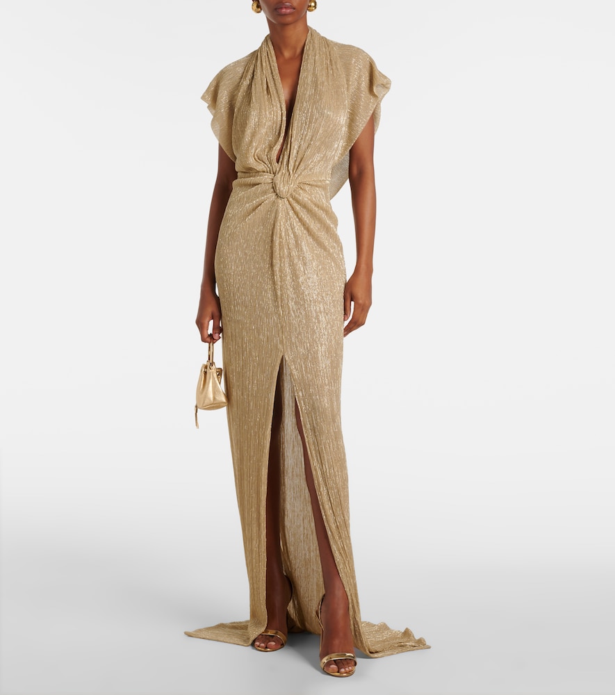 Costarellos Eva draped lamé gown