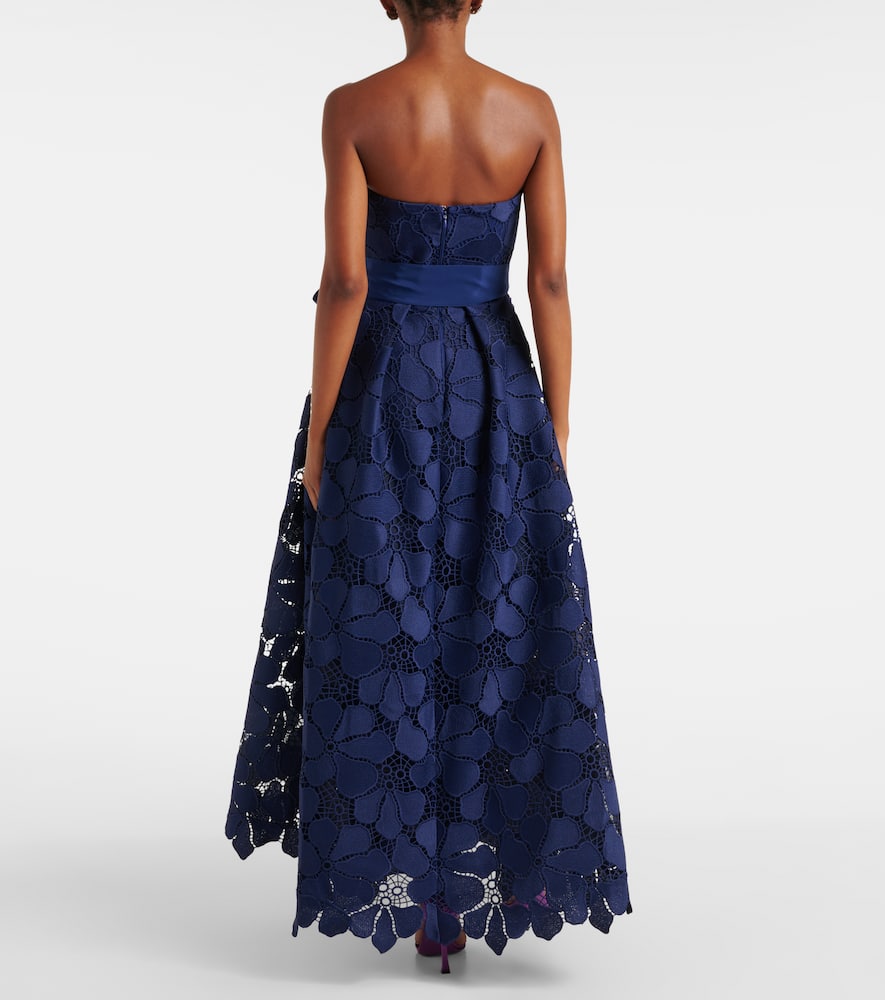 Elie Saab Lace Bustier Gown In Blue
