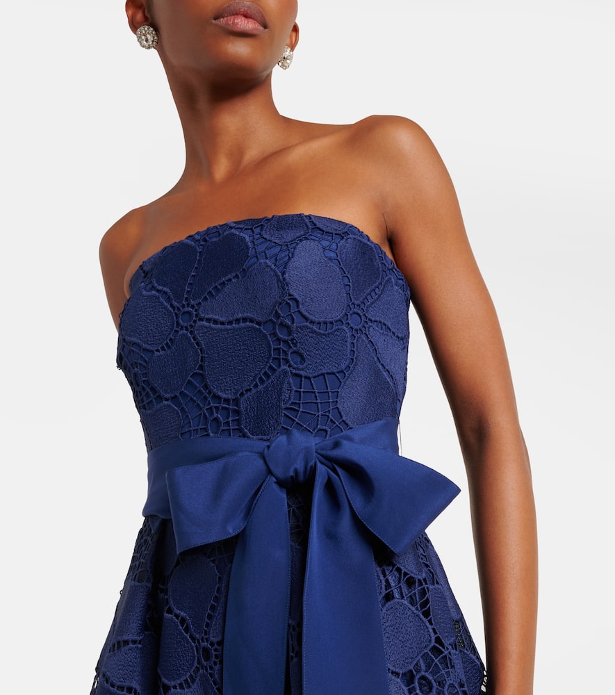 Elie Saab Lace Bustier Gown In Blue