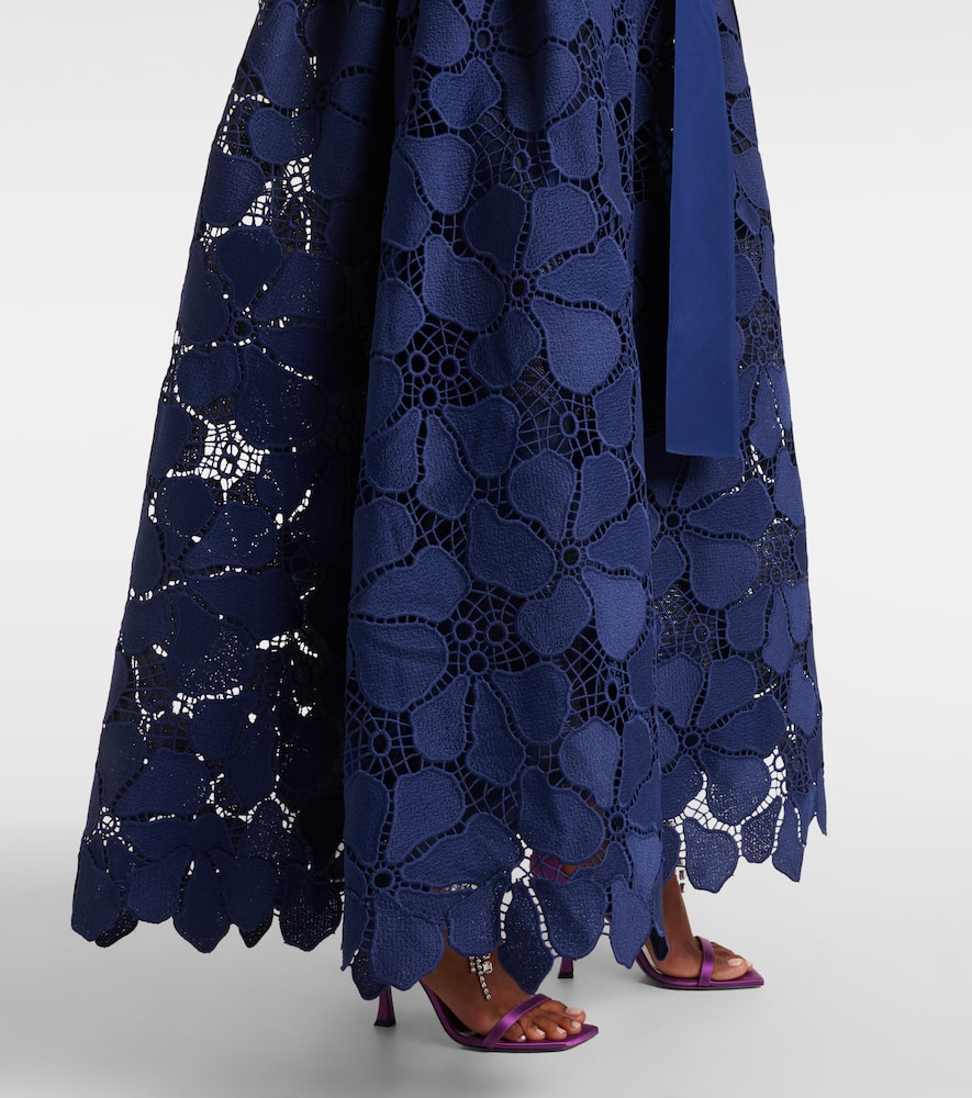 Elie Saab Lace Bustier Gown In Blue