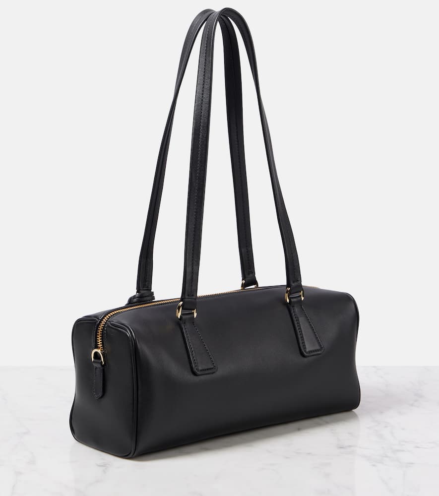 Prada Womens Grey Brand-plaque Medium Leather Shoulder Bag In Gray