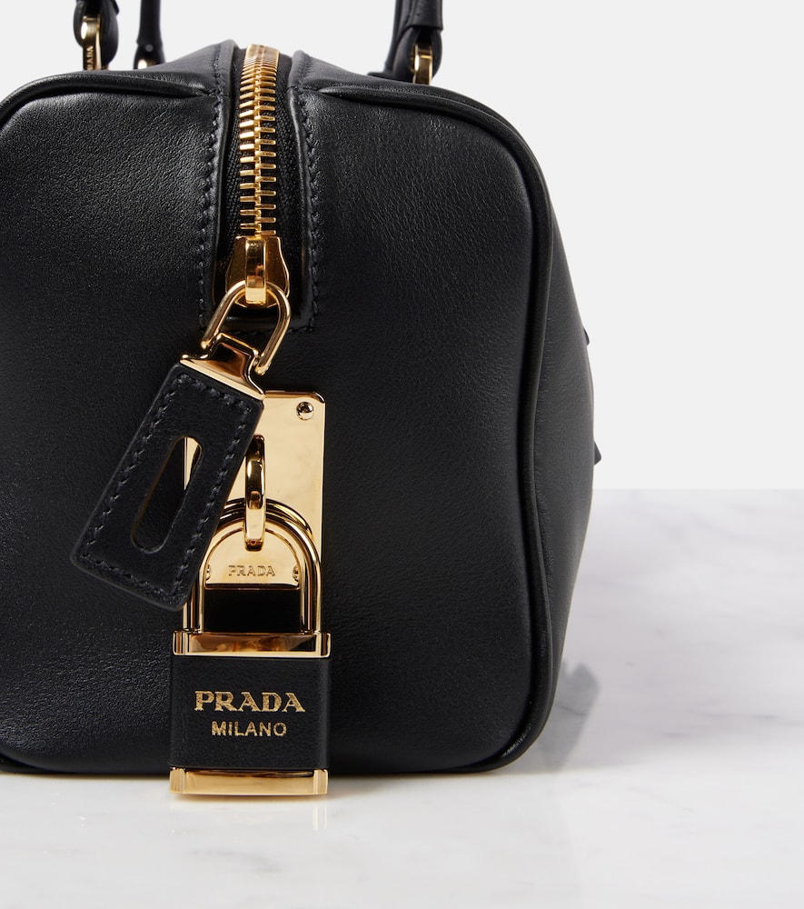 Prada Womens Grey Brand-plaque Medium Leather Shoulder Bag In Gray