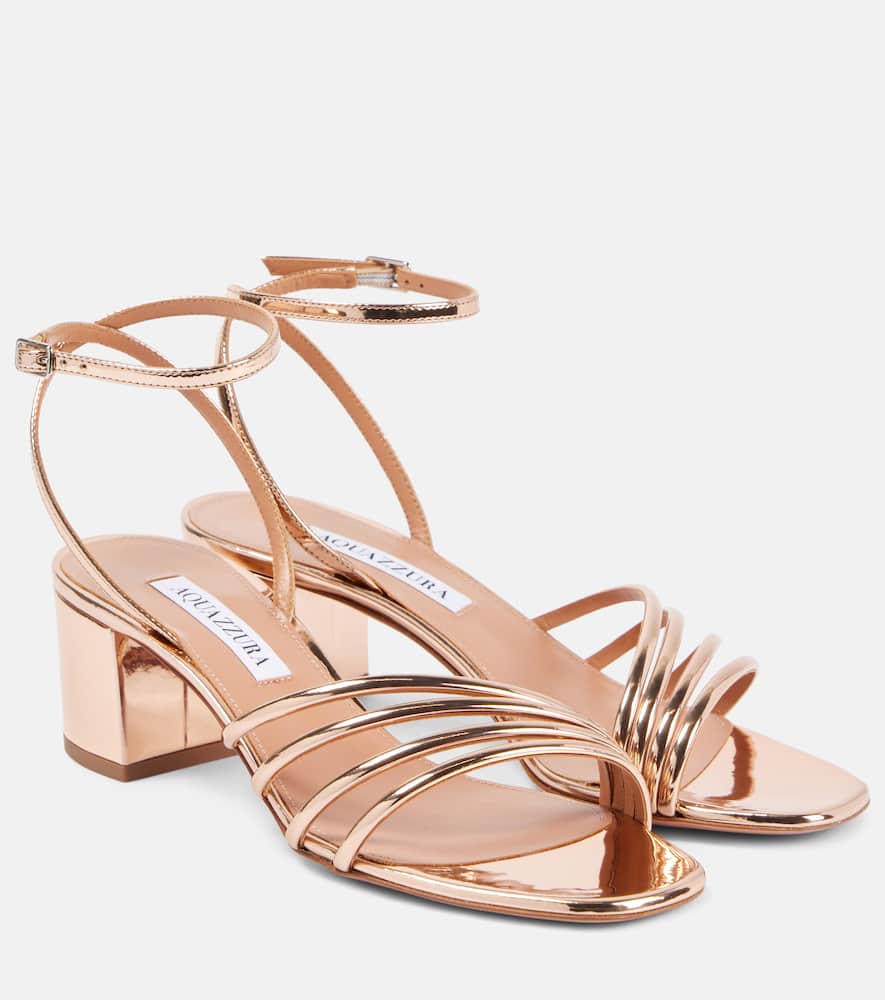 Aquazzura Latour 50 Faux Leather Sandals In Gold