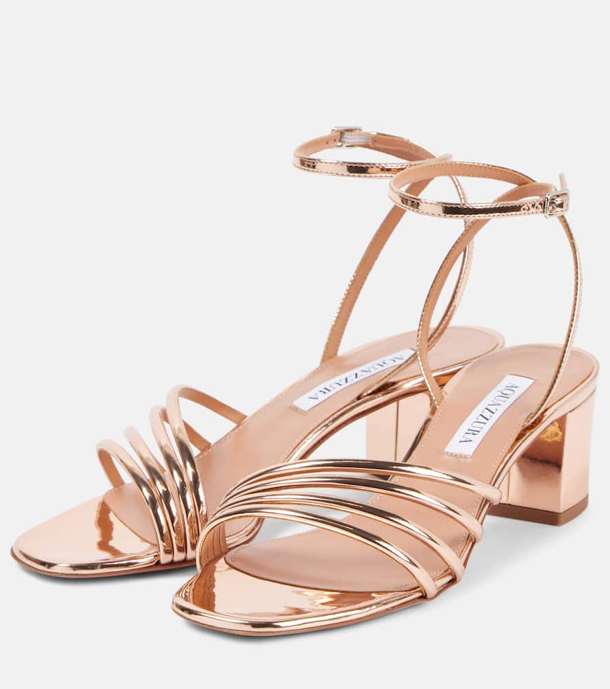Aquazzura Latour 50 Faux Leather Sandals In Gold