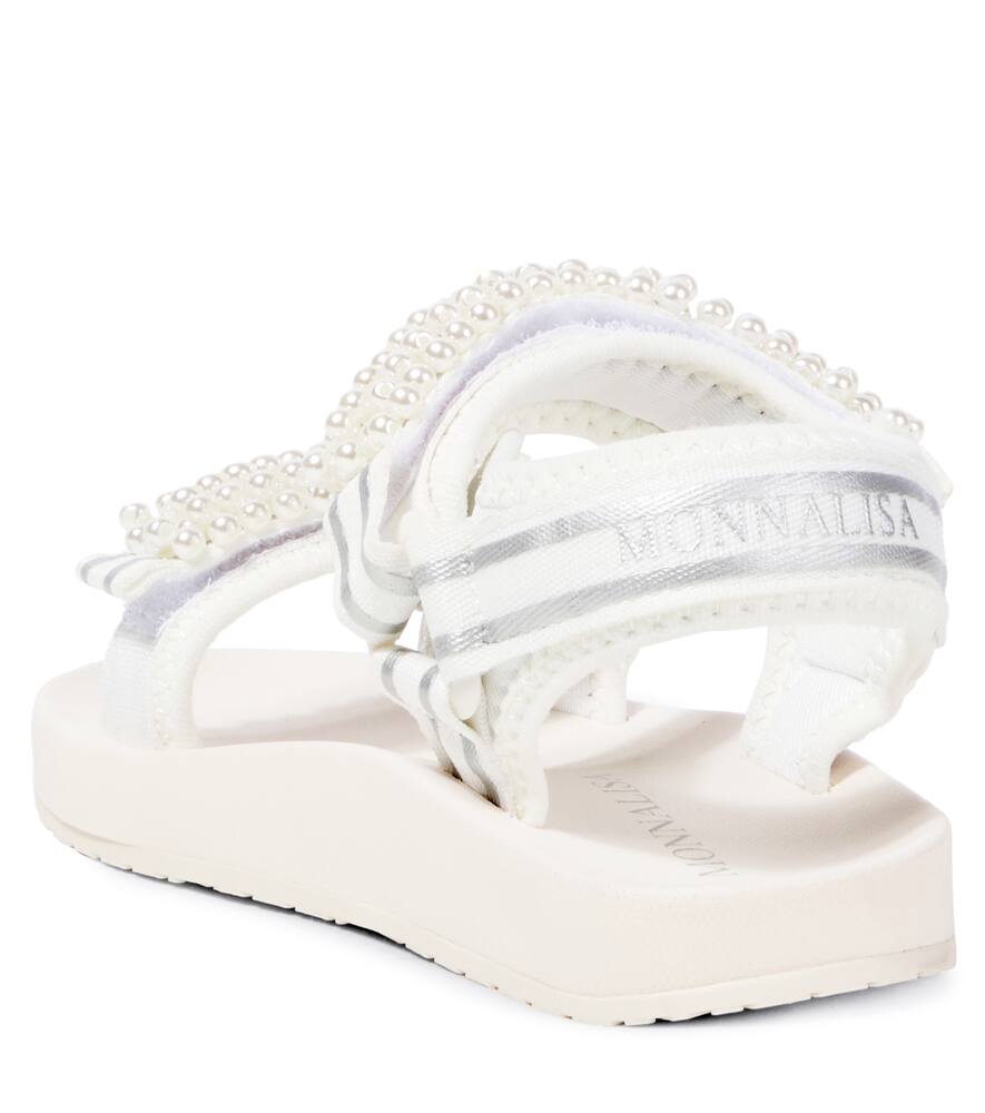 Monnalisa Faux Pearl-embellished Sandals In White