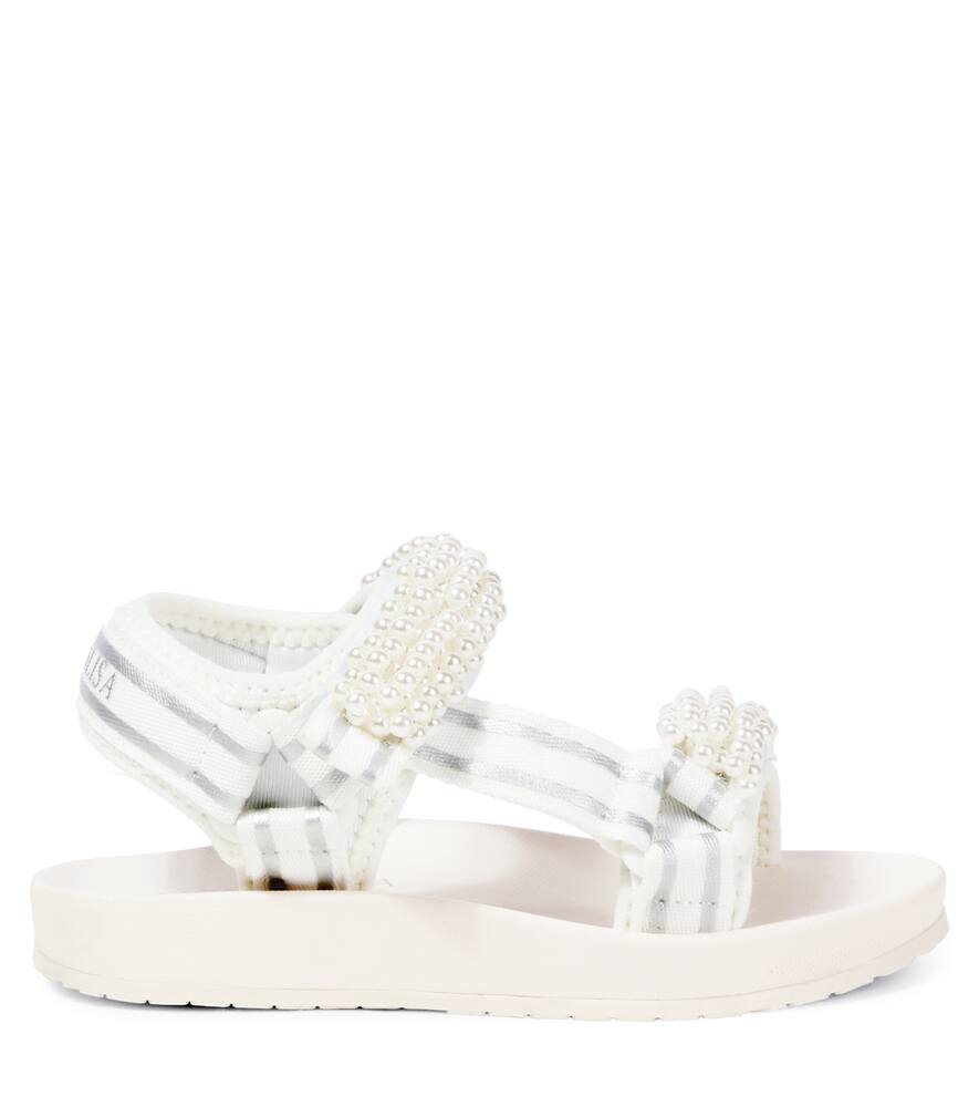Monnalisa Faux Pearl-embellished Sandals In White