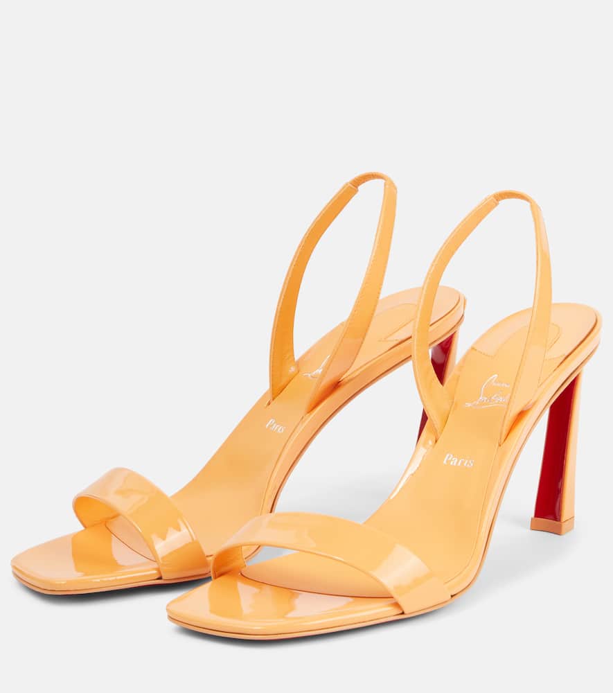Christian Louboutin O Condora 85 Patent-leather Slingback Sandals In Neutrals