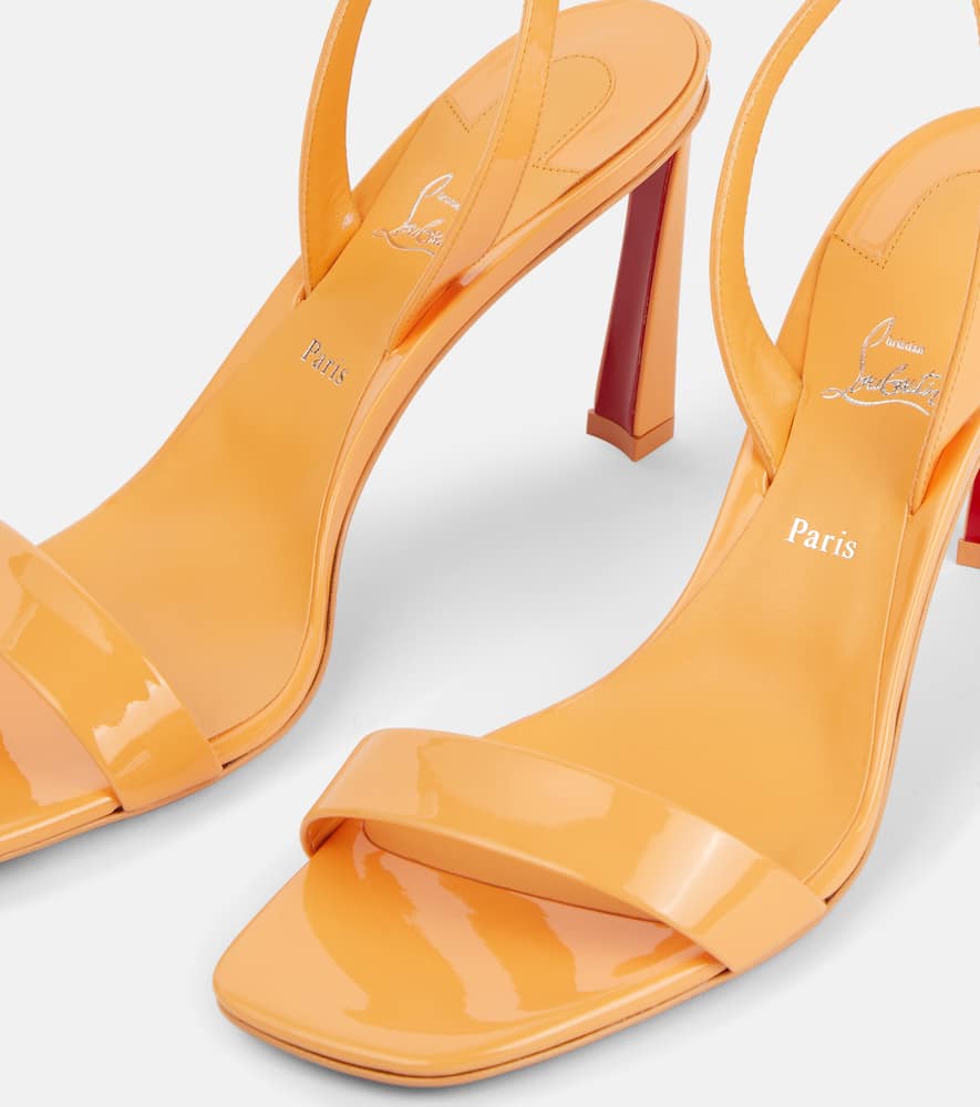 Christian Louboutin O Condora 85 Patent-leather Slingback Sandals In Neutrals