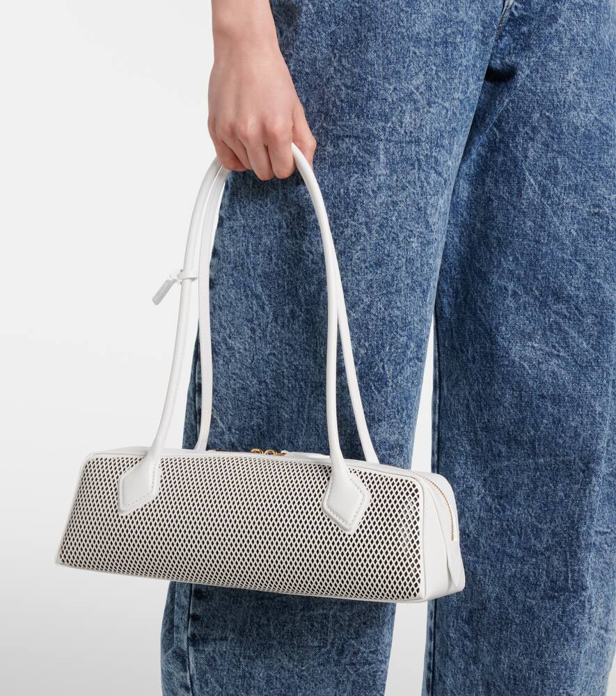 Alaïa Le Teckel Medium Shoulder Bag In Fishnet Leather In White