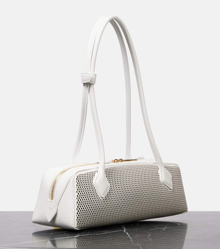 Alaïa Le Teckel Medium Shoulder Bag In Fishnet Leather In White
