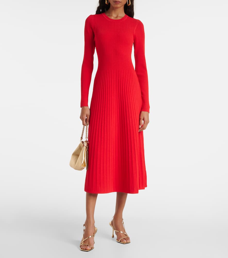 Veronica Beard Nami Knit Midi Dress In Poppy