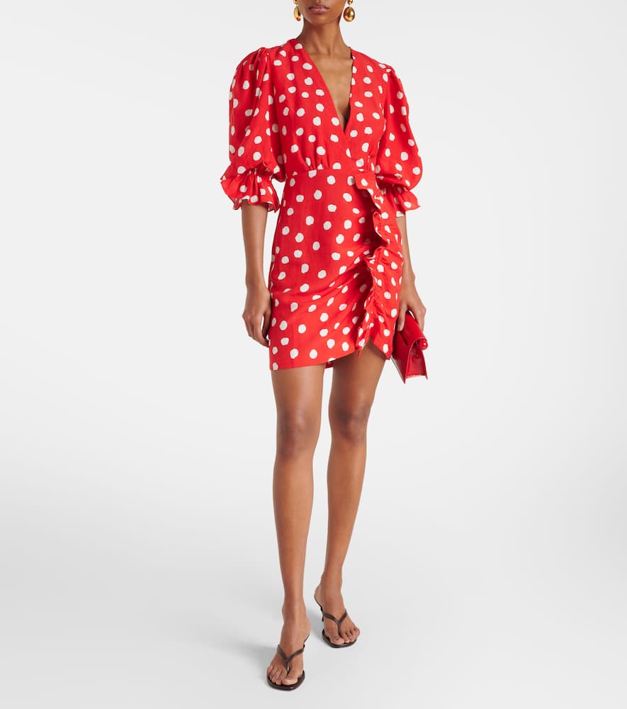 Adriana Degreas Polka-dot Ruffled Minidress In Red