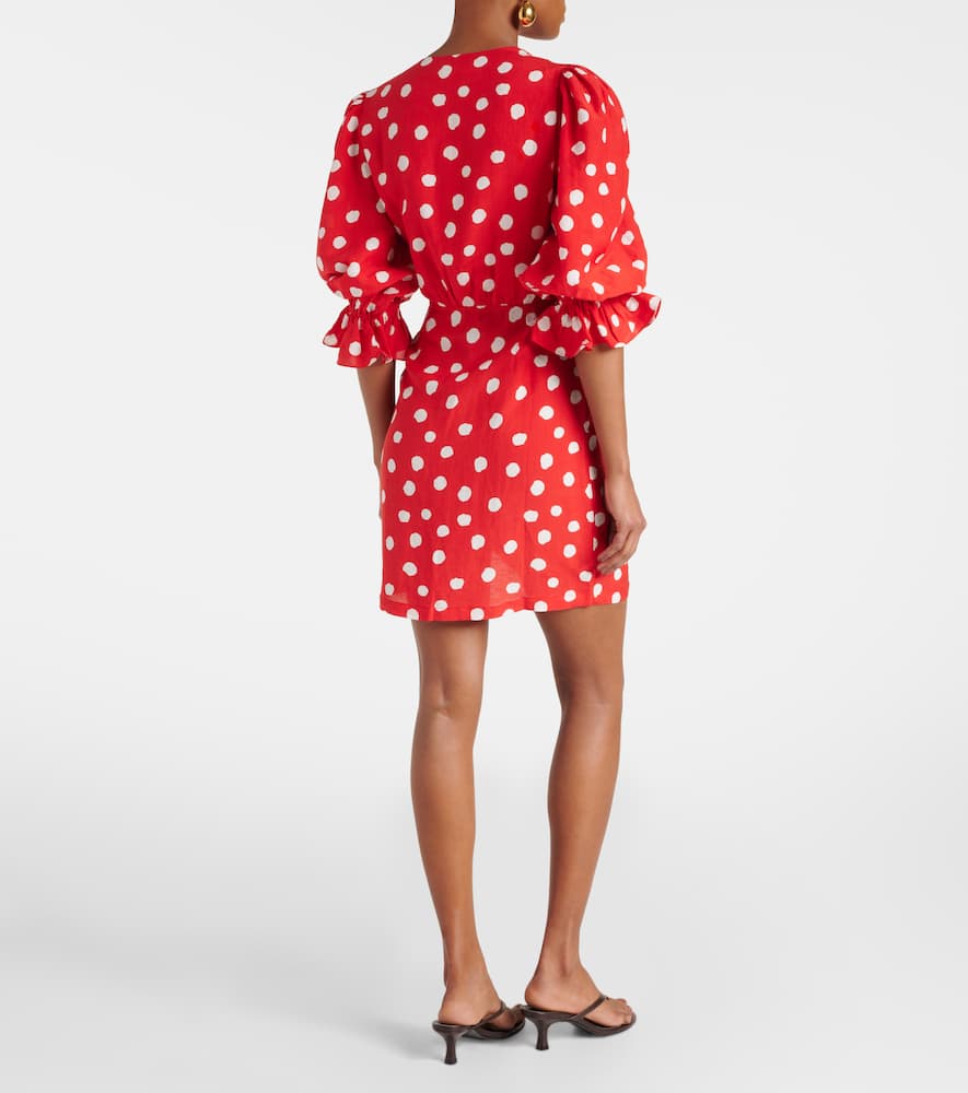 Adriana Degreas Polka-dot Ruffled Minidress In Red