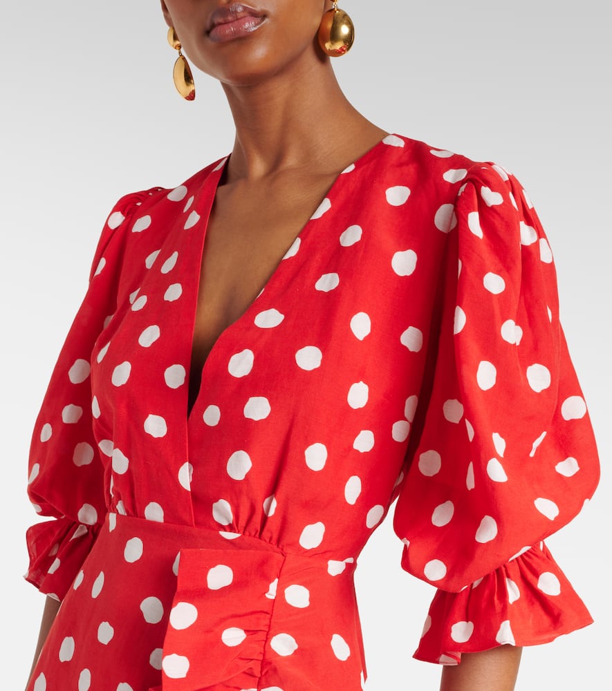 Adriana Degreas Polka-dot Ruffled Minidress In Red