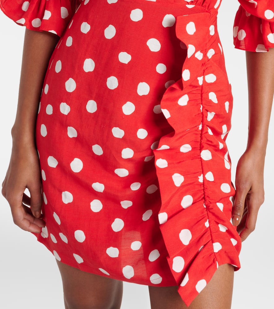 Adriana Degreas Polka-dot Ruffled Minidress In Red