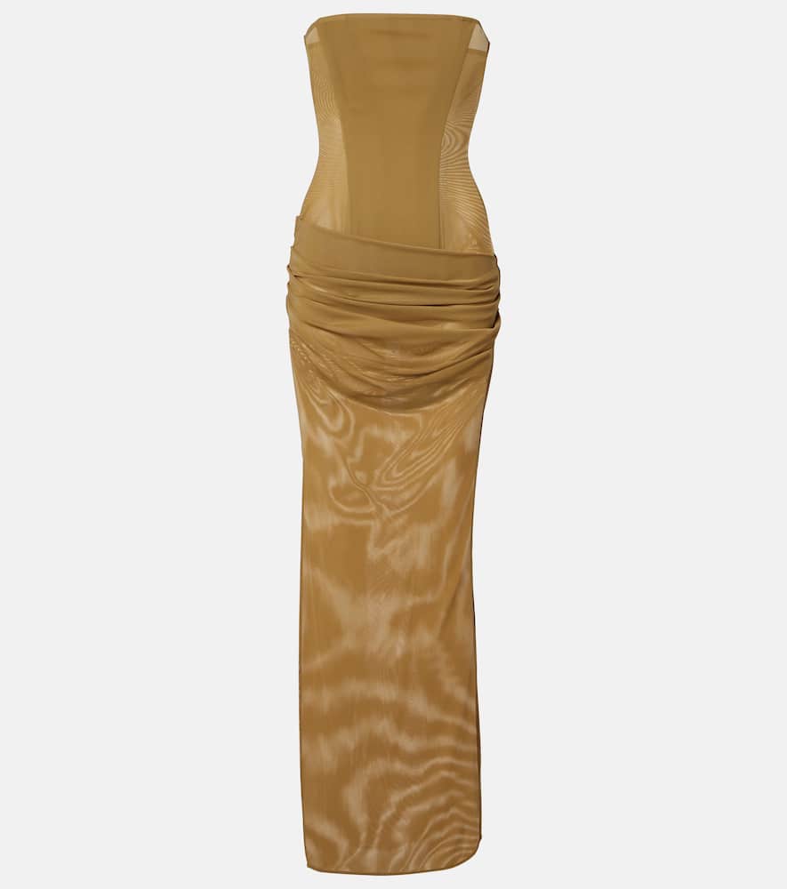 Sheer strapless corset dress