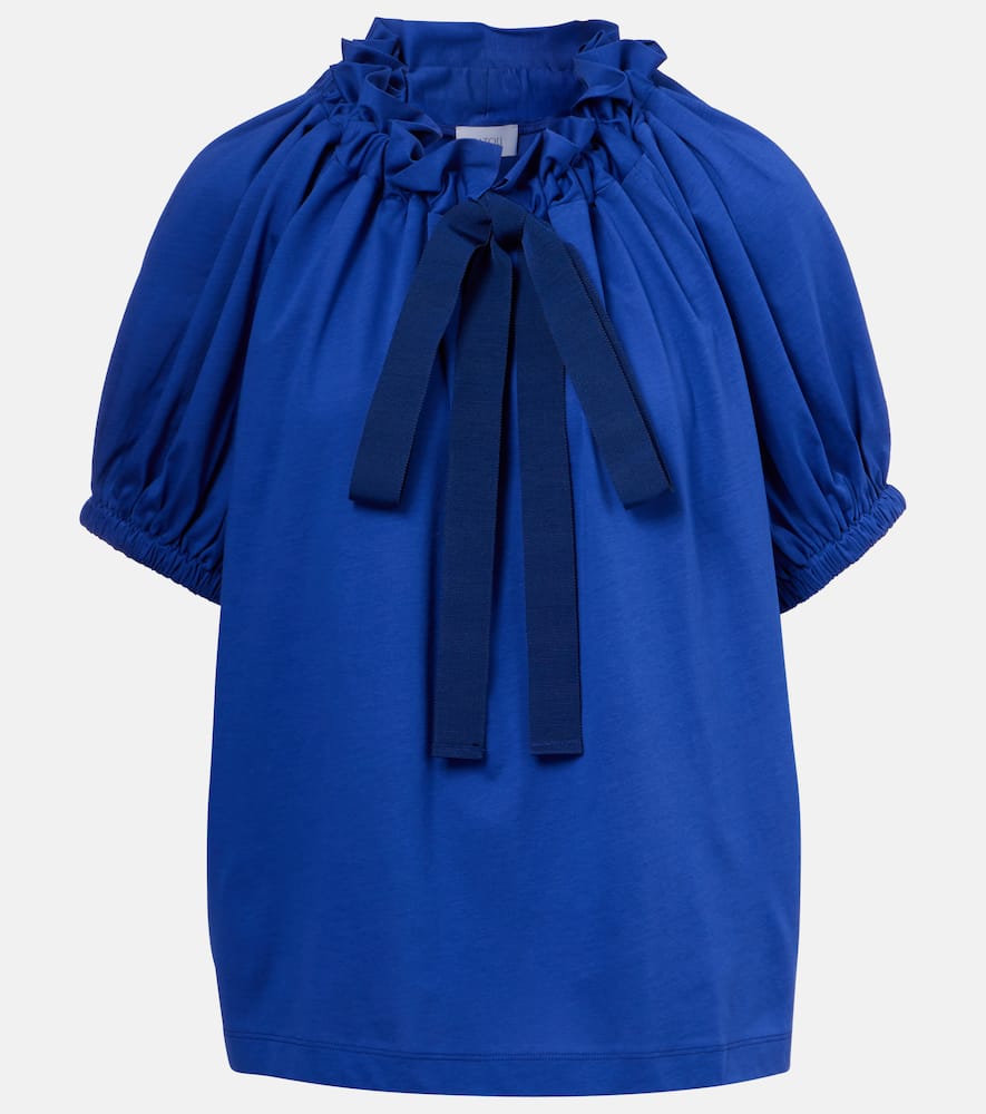 Patou Off-shoulder Cotton Jersey Top In Blue