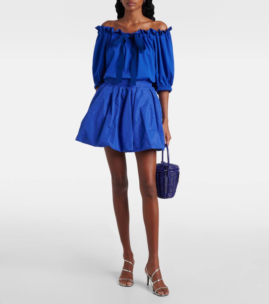 Patou Off-shoulder Cotton Jersey Top In Blue