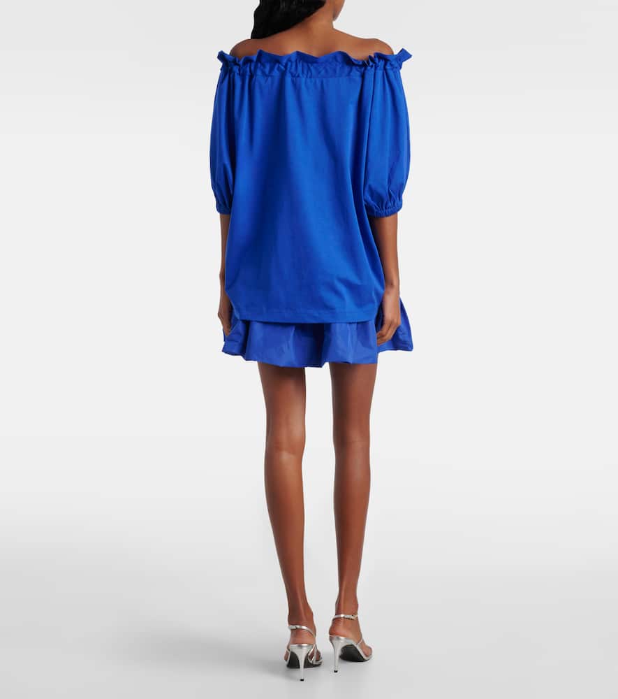 Patou Off-shoulder Cotton Jersey Top In Blue