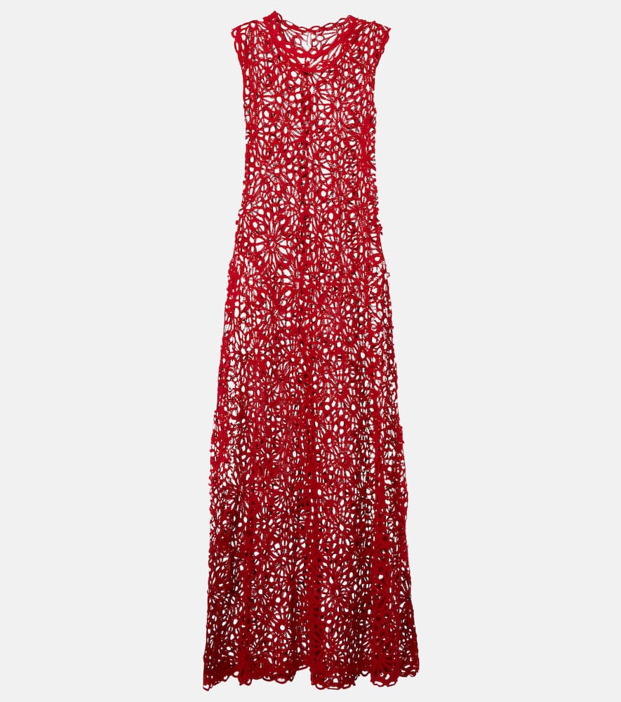 Open-knit cotton-blend maxi dress