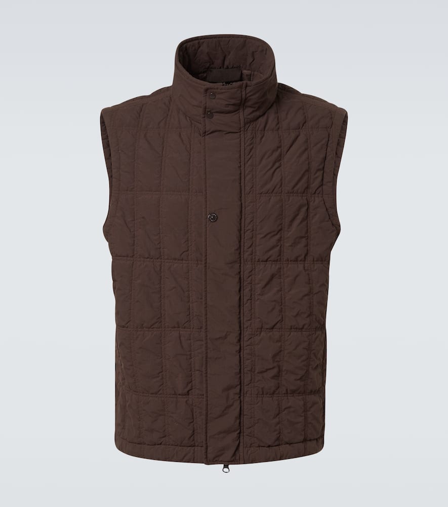Stone Island Ghost Quilted Puffer Vest In Brown
