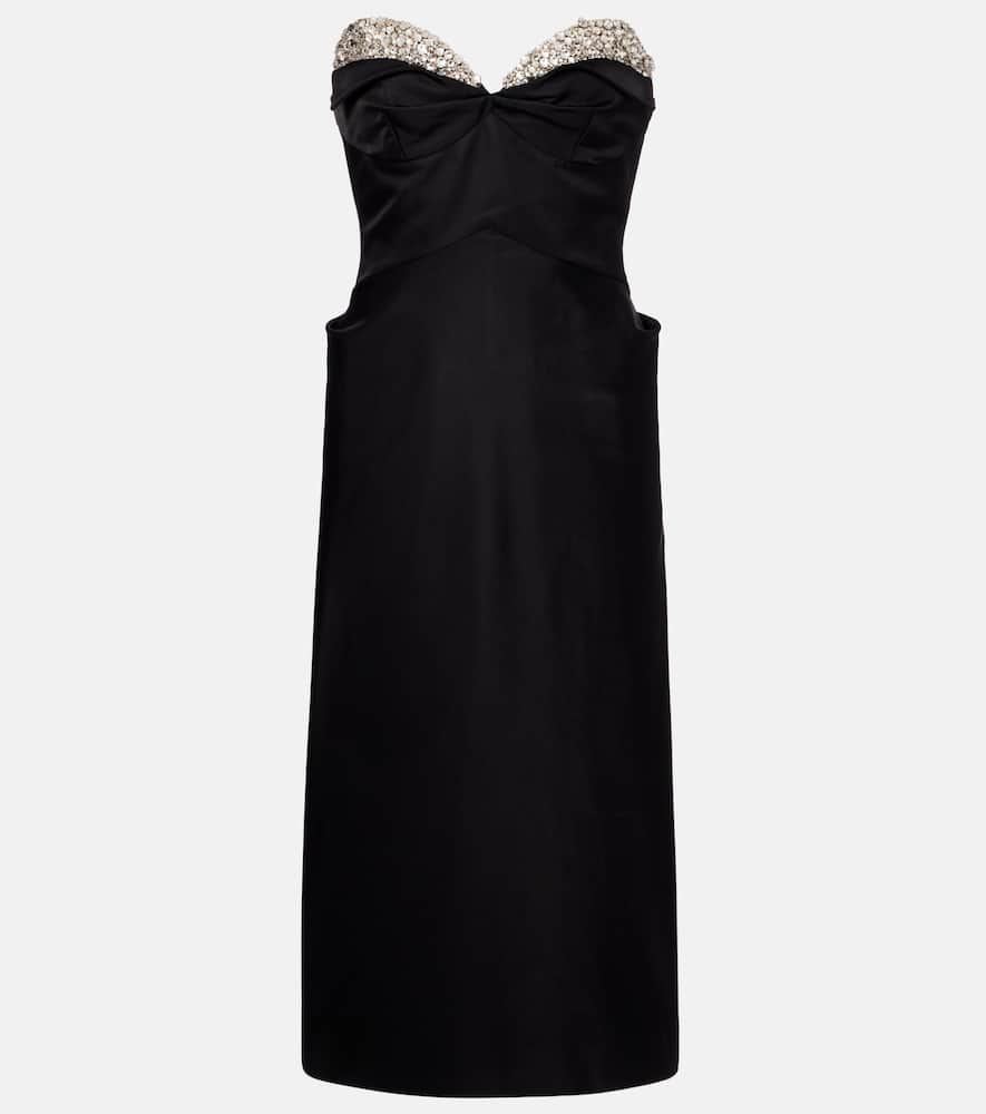 Embellished satin midi dress