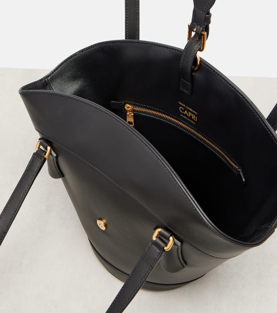 Dolce & Gabbana Capri Medium Leather Tote Bag In Black