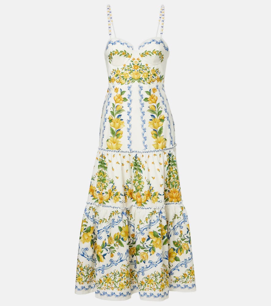 Printed cotton midi dress