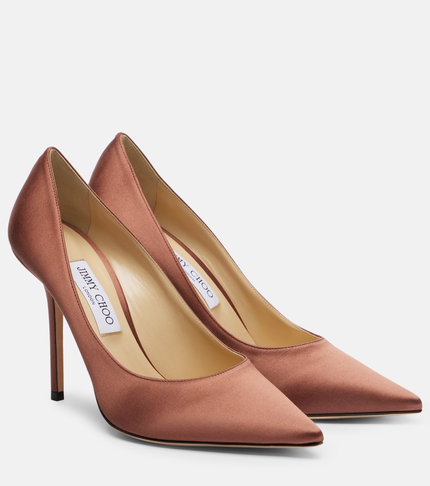 Jimmy Choo Love 100 Satin Pumps In Brown