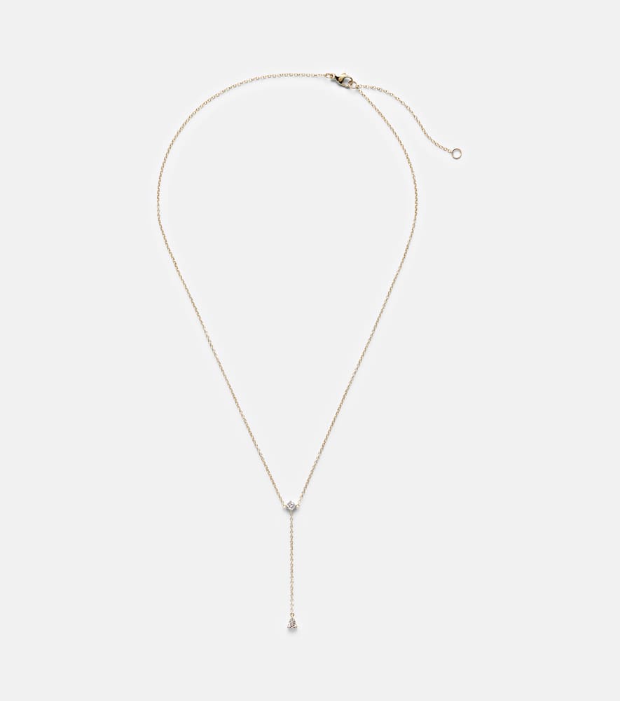 Stone And Strand Perfect Pear 14kt Gold Lariat Necklace With Diamonds In Gold