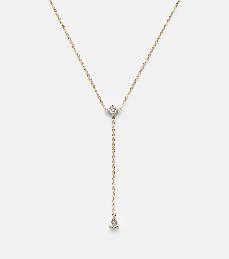 Stone And Strand Perfect Pear 14kt Gold Lariat Necklace With Diamonds In Gold