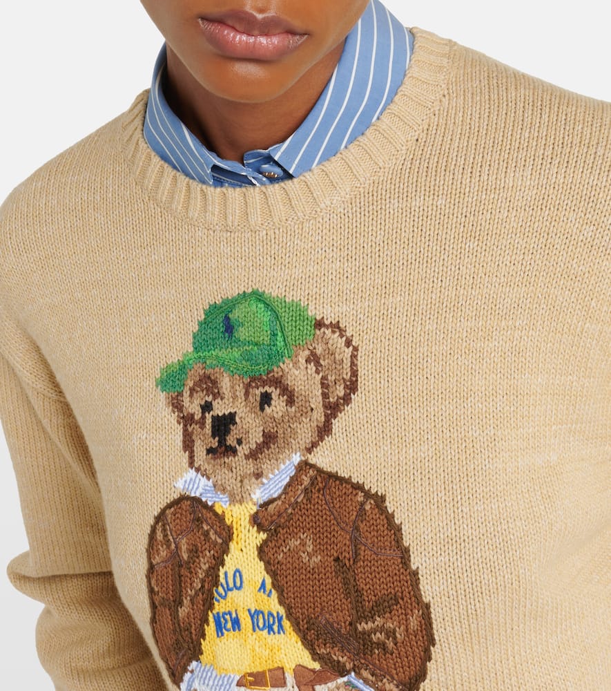 Polo Ralph Lauren Beige Cotton Polo Bear Jumper In Sand