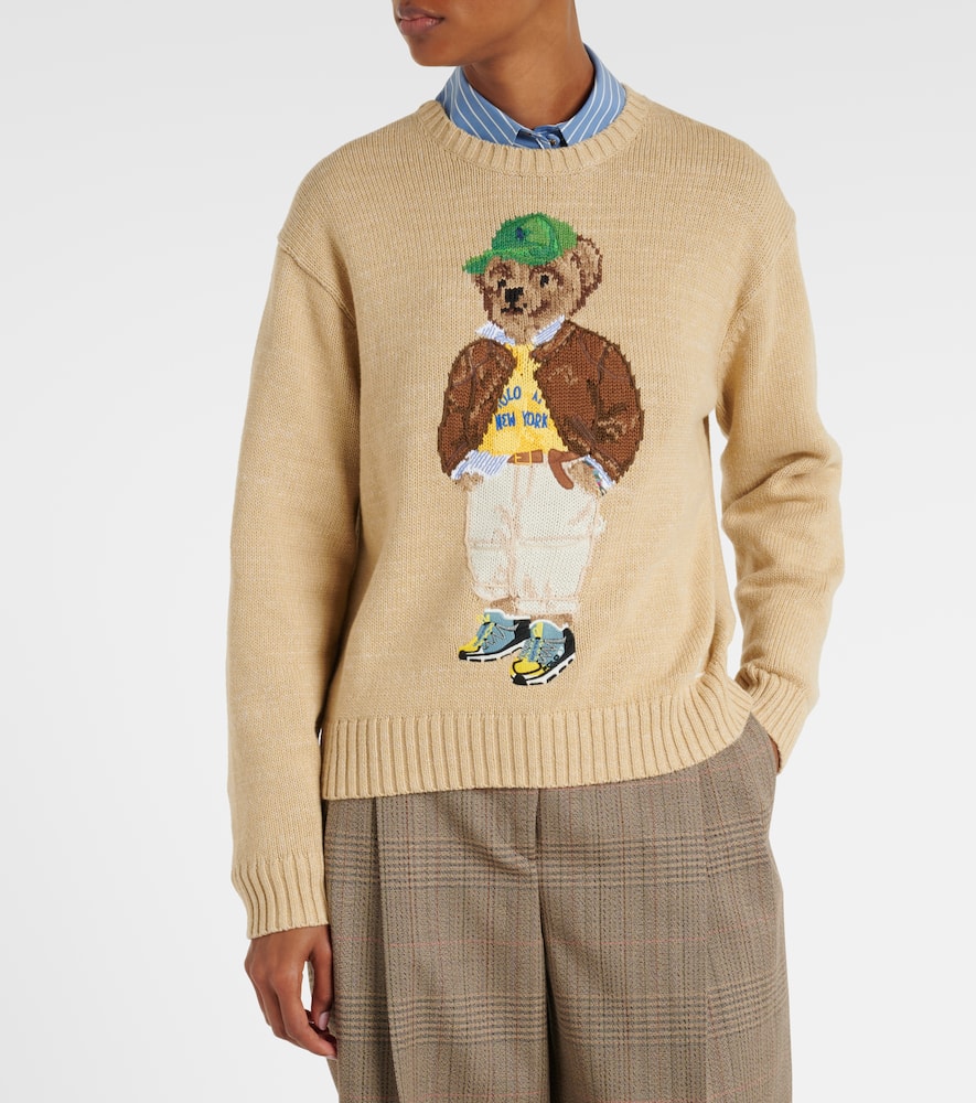Polo Ralph Lauren Beige Cotton Polo Bear Jumper In Sand