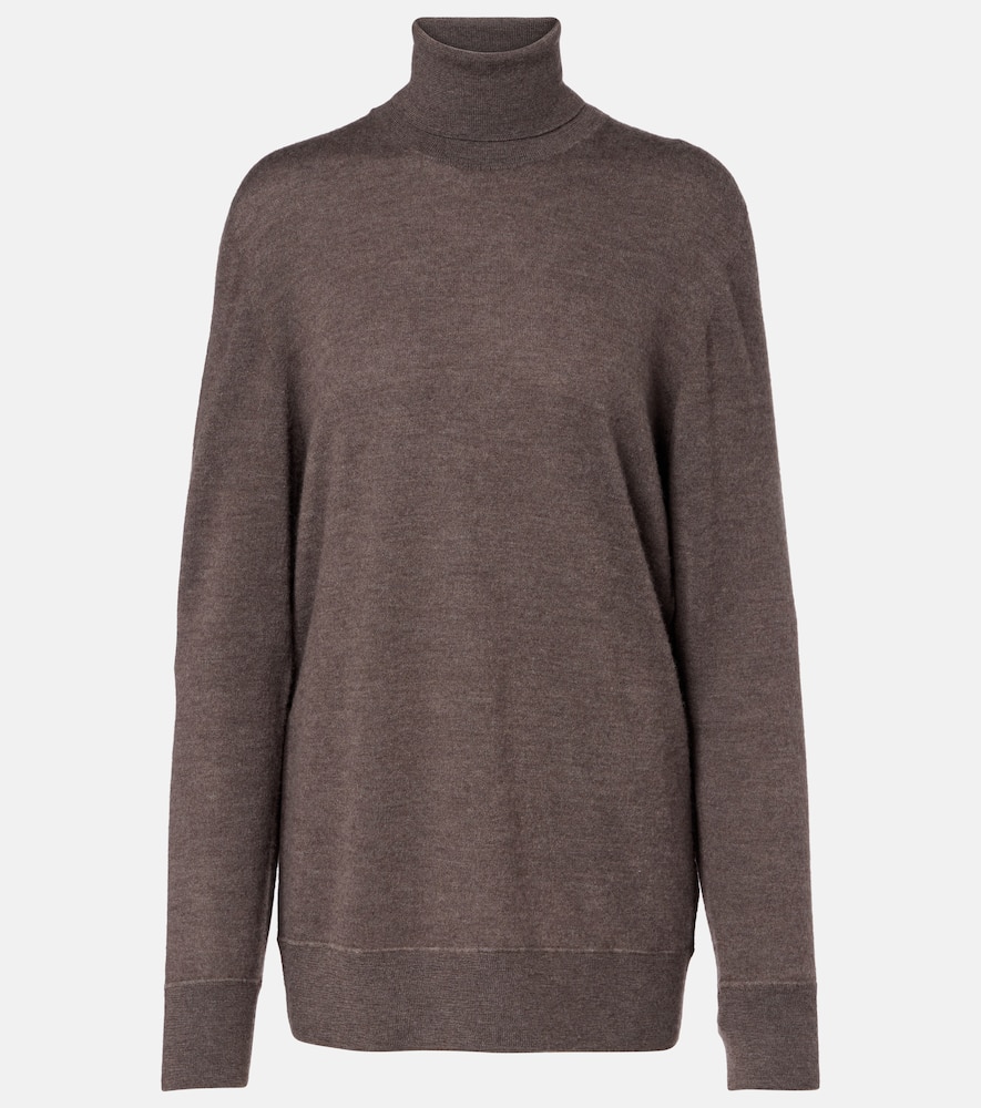 The Row Lizzy Cashmere Turtleneck Sweater In Brown