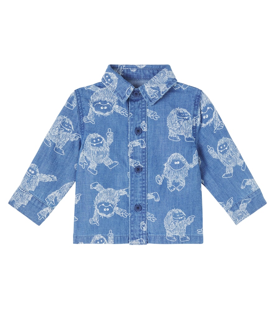 Stella Mccartney Baby Printed Denim Shirt In Blue