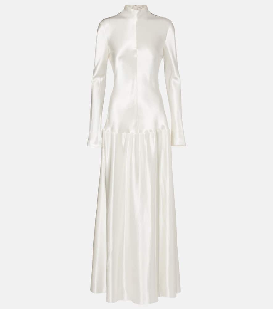 Fforme Mila Satin Maxi Dress In White