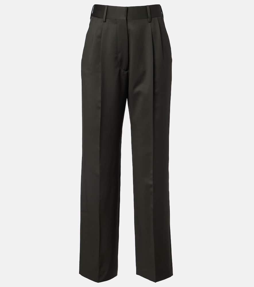 Blazé Milano Fox High-rise Wool And Mohair Wide-leg Pants In Green