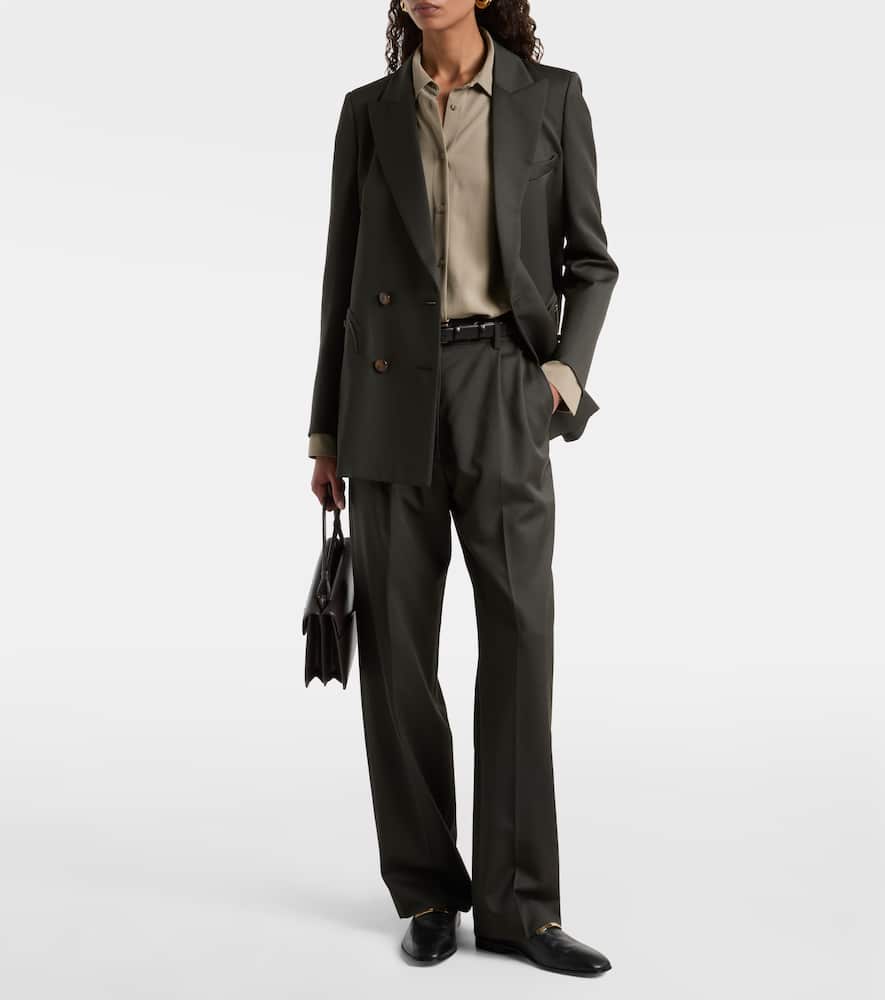 Blazé Milano Fox High-rise Wool And Mohair Wide-leg Pants In Green