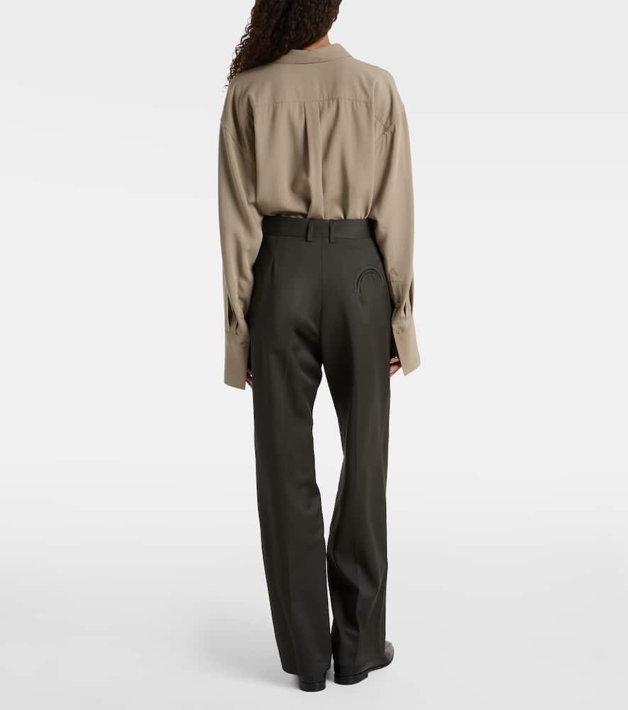 Blazé Milano Fox High-rise Wool And Mohair Wide-leg Pants In Green