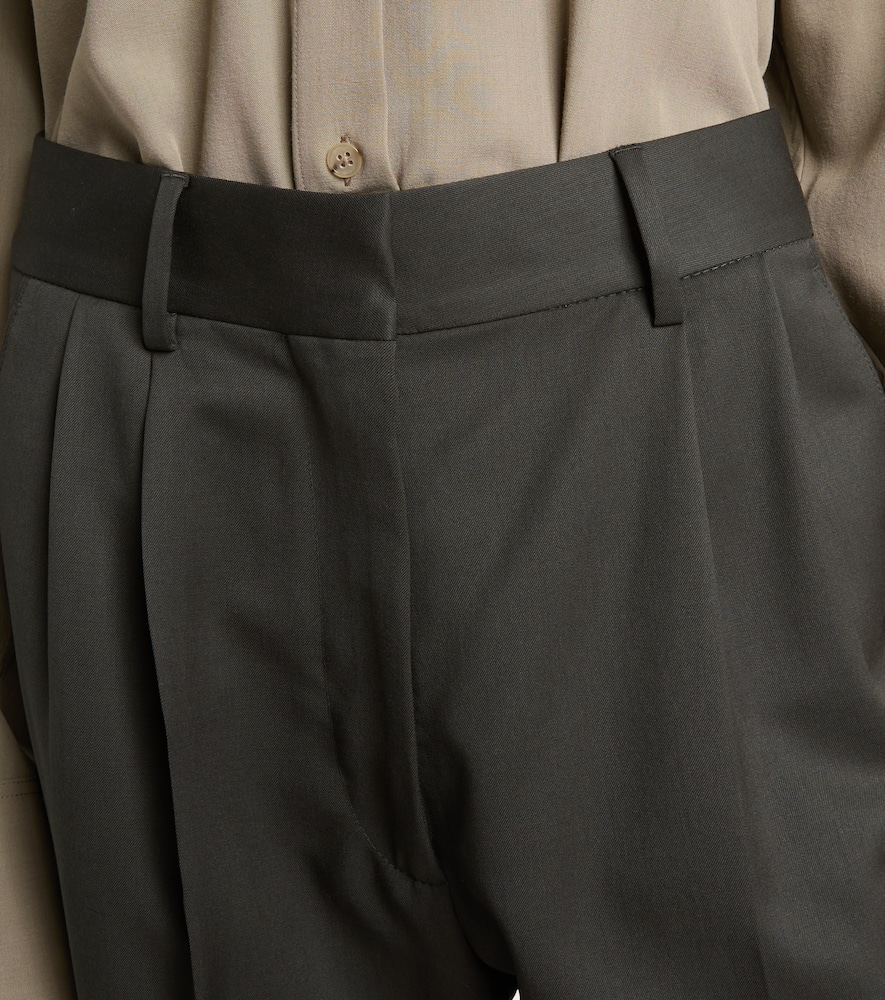 Blazé Milano Fox High-rise Wool And Mohair Wide-leg Pants In Green