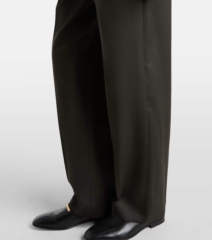 Blazé Milano Fox High-rise Wool And Mohair Wide-leg Pants In Green