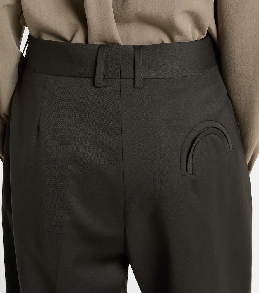 Blazé Milano Fox High-rise Wool And Mohair Wide-leg Pants In Green
