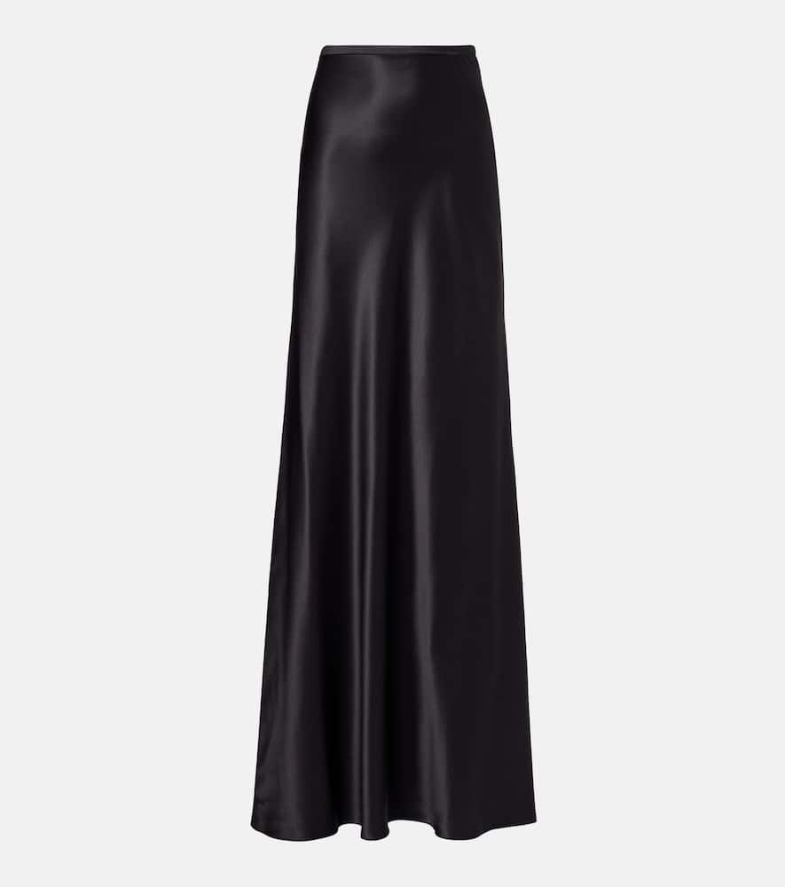 Saint Laurent Pleated Maxi Skirt In Black