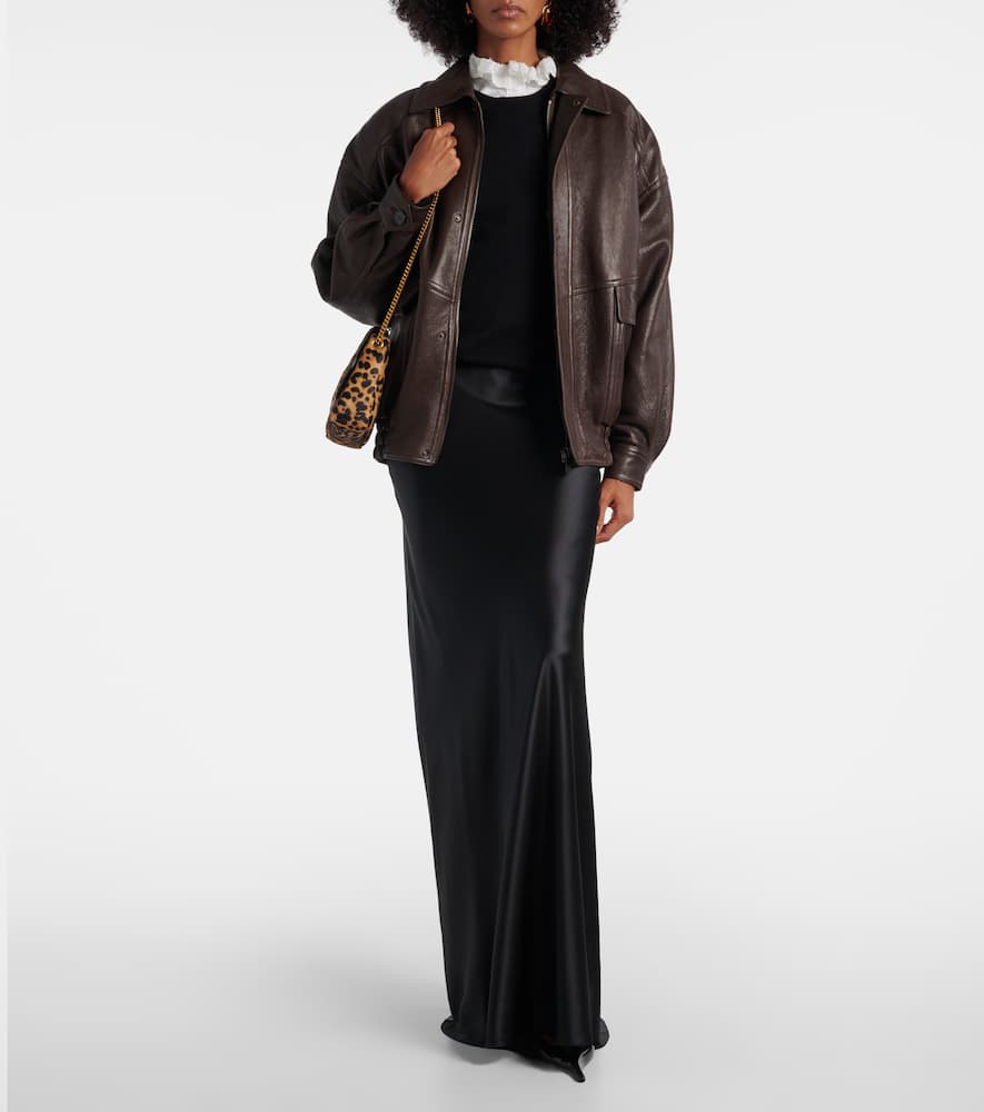 Saint Laurent Pleated Maxi Skirt In Black